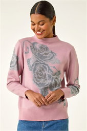Floral Rose Shimmer Knit Jumper