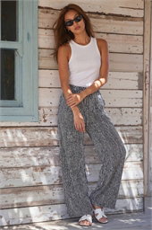 Stripe Print Wide Leg Trousers