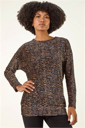 Animal Print Bubble Hem Top
