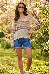 Stripe V-Neck Knit Jumper