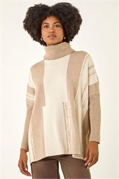 Colour Block Longline Knit Jumper