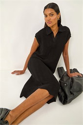 Textured Zig Zag Knit Midi Dress