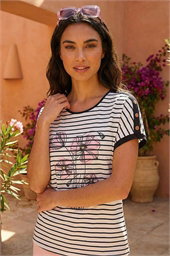 Floral Stripe Print T-Shirt