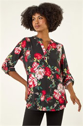 Floral Print Stretch Shirt