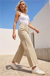 Petite Cotton Frayed Hem Trouser