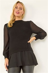 Petite Contrast Chiffon Knit Jumper