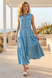 Collared Tiered Maxi Dress