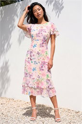 Petite Floral Double Frill Dress
