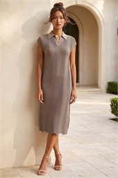 Textured Zig Zag Knit Midi Dress