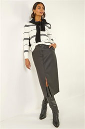 Stripe Hotfix Curved Hem Knit Jumper