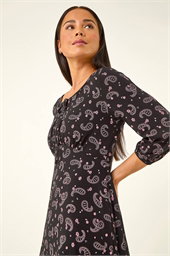 Petite Paisley Print Tie Front Dress