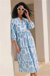 V-Neck Floral Shirt Dress