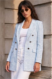 Textured Check Boucle Blazer Jacket