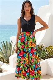 Floral Button Front Midi Dress