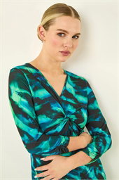 Petite Abstract Twist Front Dress