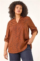 Curve Spot Print Tunic Top