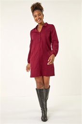 Collared Shift Shirt Dress