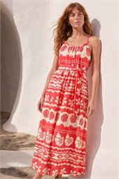 Shell Print Strap Maxi Dress