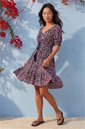 Petite Ditsy Floral Print Frill Dress