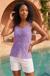 Cotton Crochet Knit Vest Top
