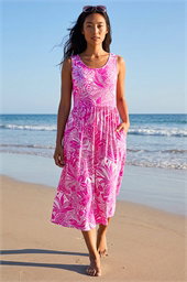 Petite Tropical Stretch Jersey Pocket Dress
