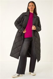 Dusk Chevron Wrap Quilted Puffer Coat
