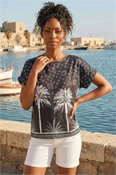 Palm Print Jersey Back Top