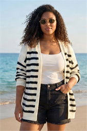 Curve Stripe Edge to Edge Cardigan