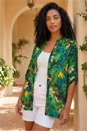 Tropical Print Woven Overshirt