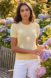 Daisy Sparkly Embroidered Knit Top