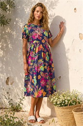 Floral Print Smock Midi Dress