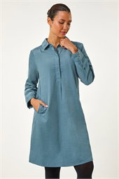 Corduroy Tunic Shirt Dress