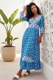 Paisley Print Frill Hem Maxi Dress