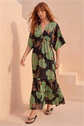 Boho Leaf Maxi Dress