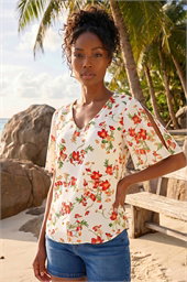 Floral Print Angel Sleeve Top