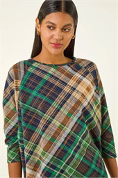 Check Print Round Hem Top