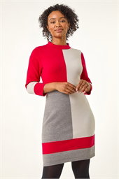Petite Colour Block Knitted Dress