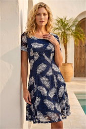 Leaf Print Lace Stretch Dress