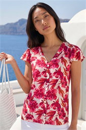 Petite Floral Frill Sleeve Blouse