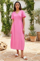Balloon Sleeve Midi Dress