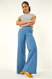 Cotton Stretch Wide Leg Jean