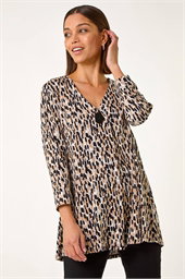 Pleated Front Textured Crepe Top