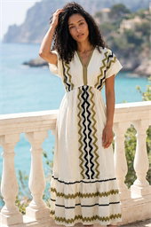 Zig Zag Border Boho Maxi Dress