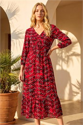 Embroidered Leaf Midi Dress