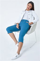 Cotton Blend Cropped Chino Trousers