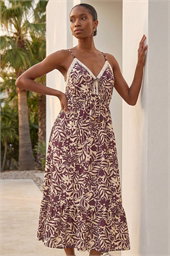Petite Abstract Crochet Trim Dress