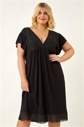 Curve Lace V-Neck Midi Dress