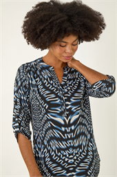 Abstract Puff Print Stretch Top
