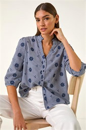 Floral Embroidered V-Neck Blouse