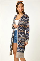 Patterned Belted Knit Cardigan